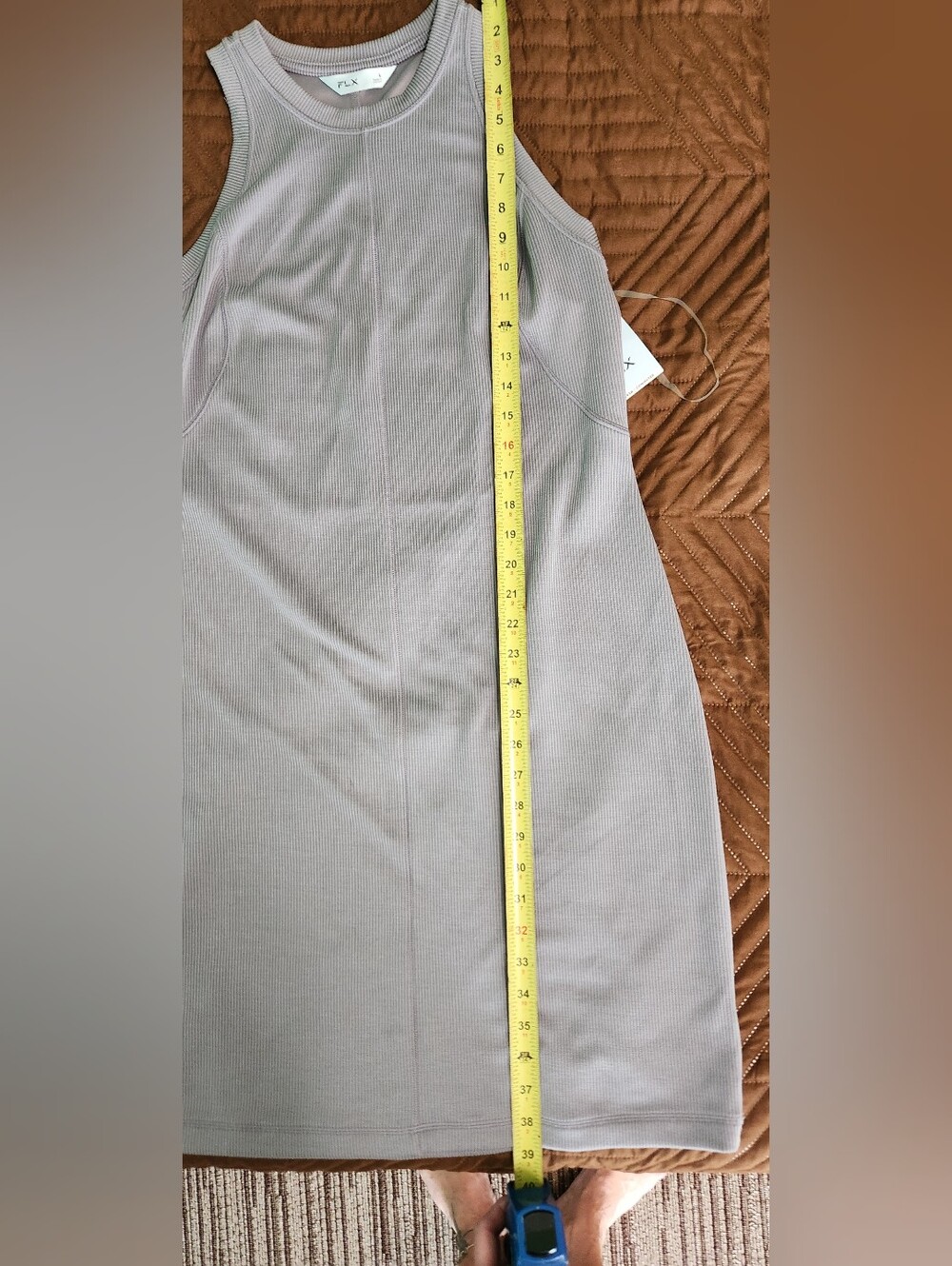 NWT FLX Ribbed Tank Dress in Gray, Sz L